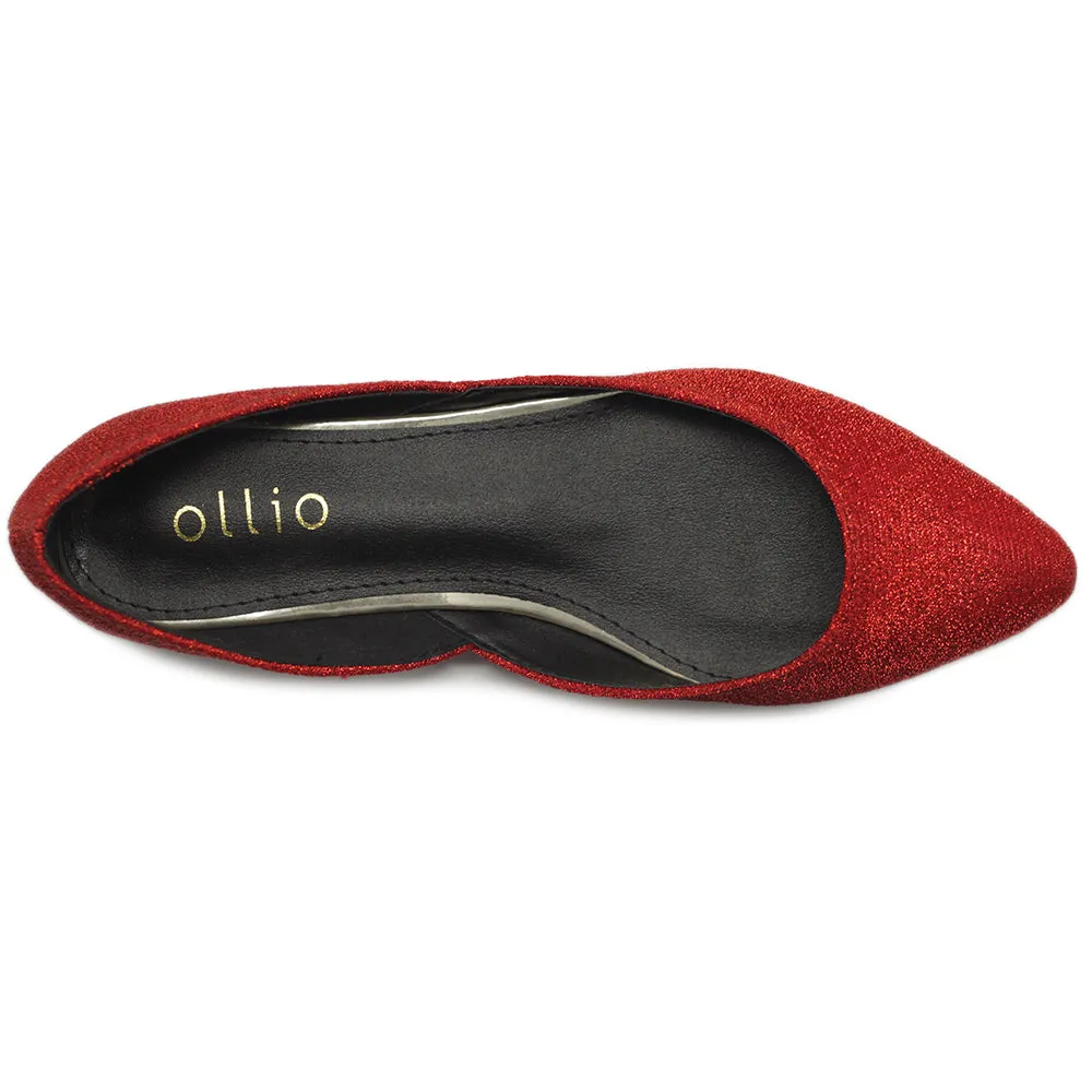 Ollio Women's Shoes Glitter Casual Comfort Light Pointed Toe Ballet Flats F112