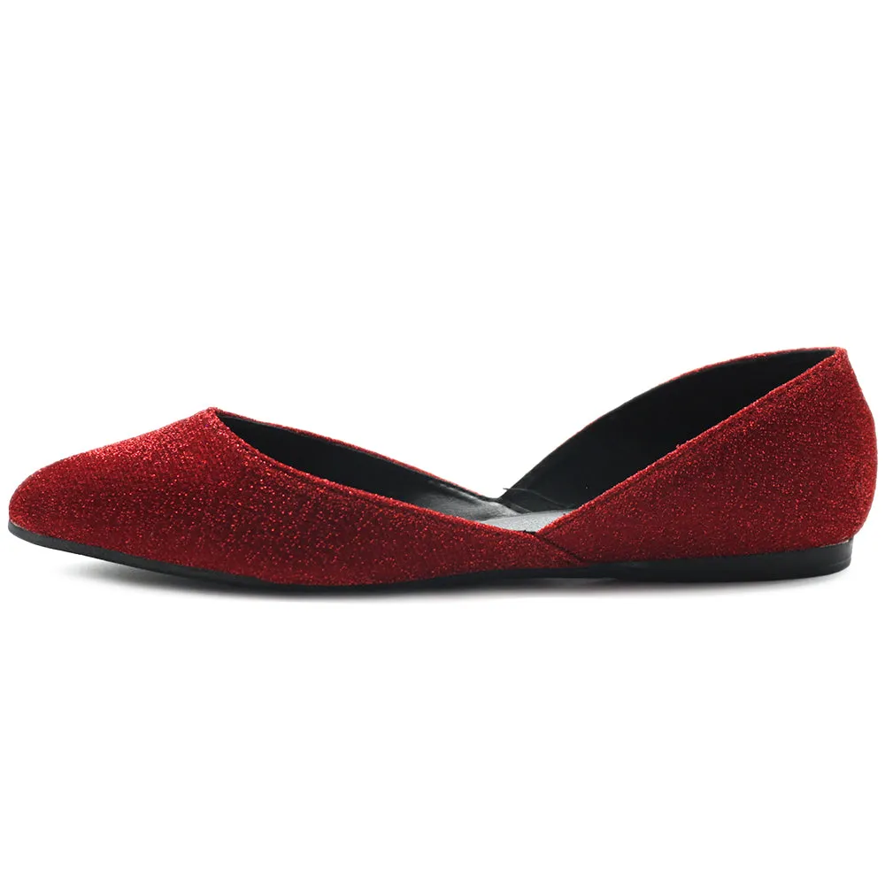 Ollio Women's Shoes Glitter Casual Comfort Light Pointed Toe Ballet Flats F112