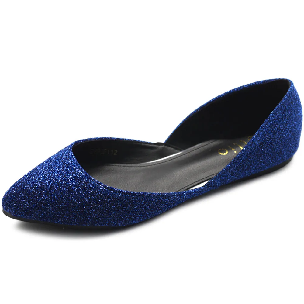 Ollio Women's Shoes Glitter Casual Comfort Light Pointed Toe Ballet Flats F112