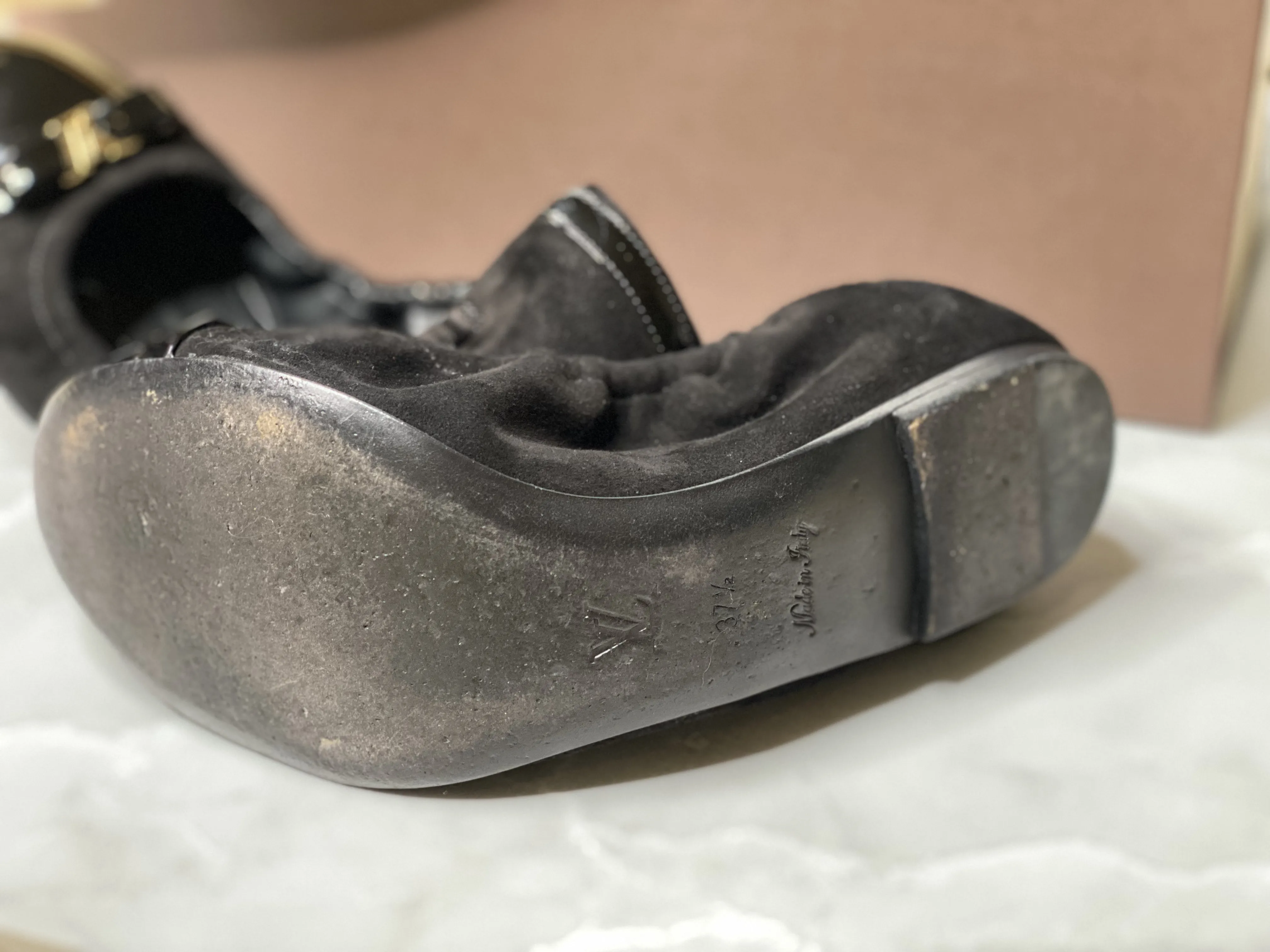 Patent Leather & Suede Oxford Ballerina Flats