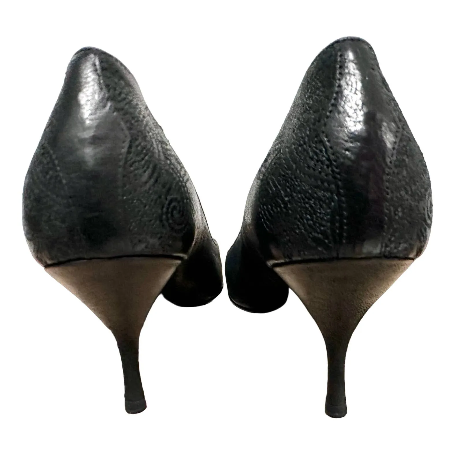 Prada Calzature Donna NIB vtg Stiletto heels nero black Perf Size 37.5/7.5 RARE