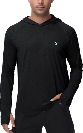 Roadbox Mens UPF 50  Fishing Shirts, Long Sleeve UV Sun Hoodie, Hiking Running Swim Athletic Workout Shirt