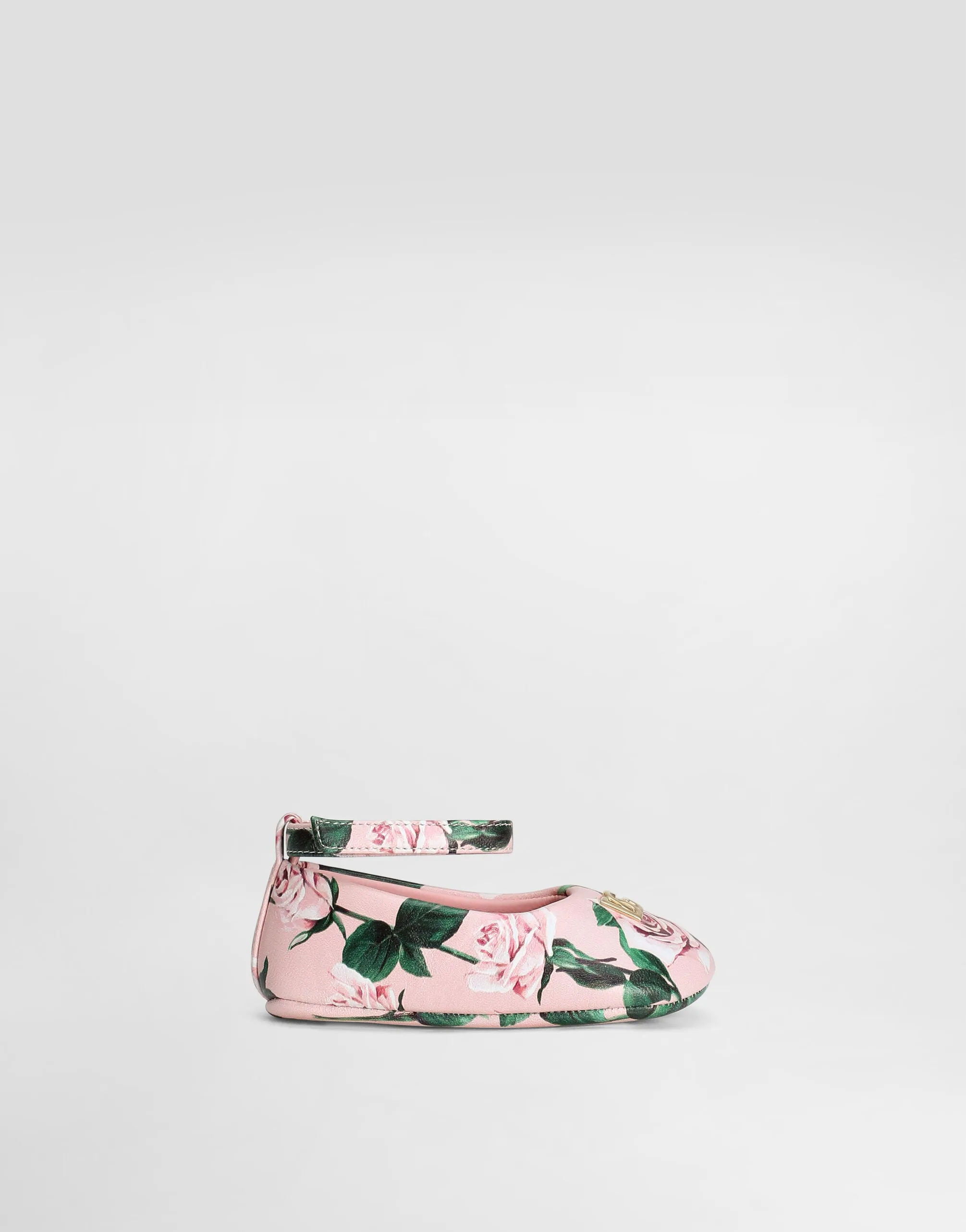 Rose-Print Lambskin Ballet Flats - Pink