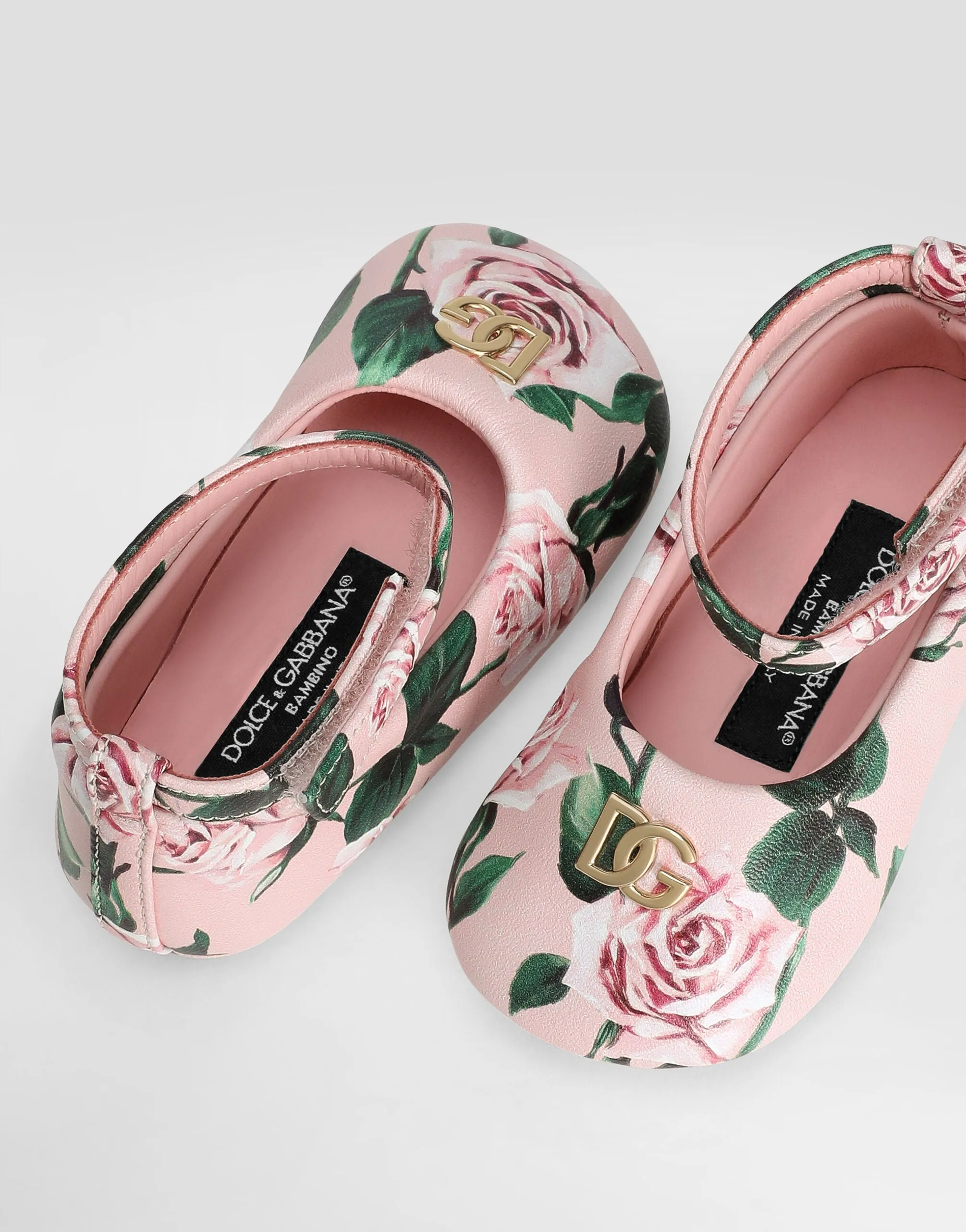 Rose-Print Lambskin Ballet Flats - Pink