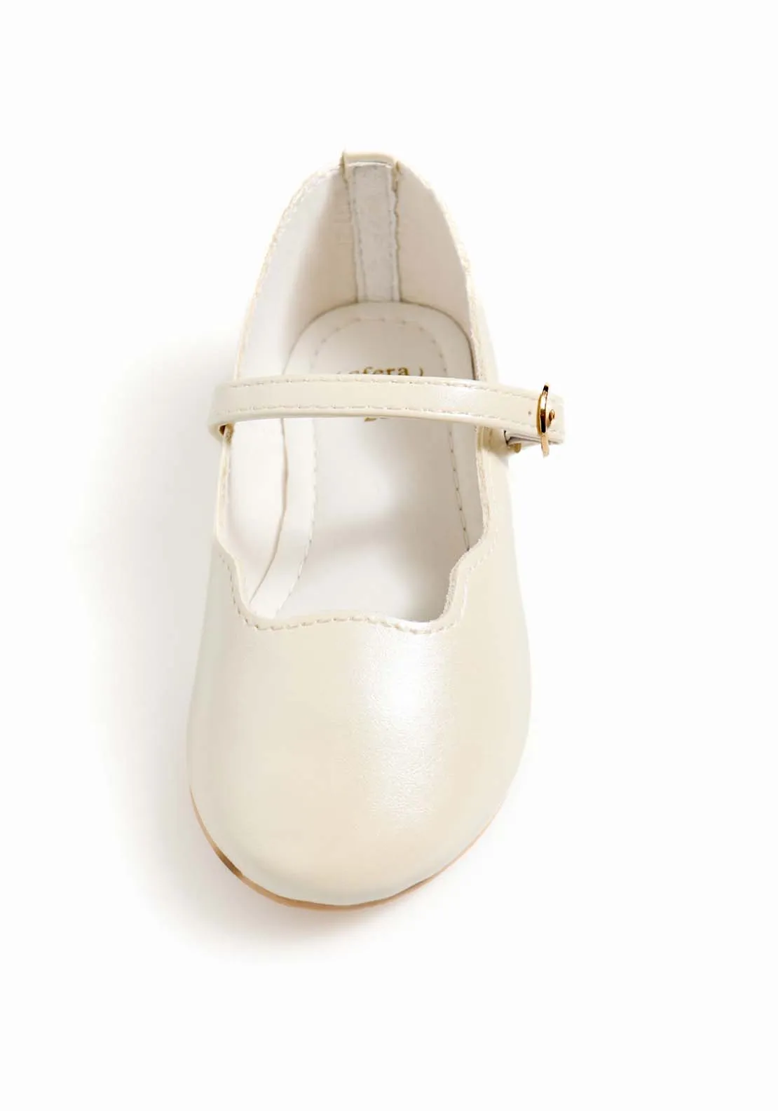 Scalloped pearly-finish ballet flats - White