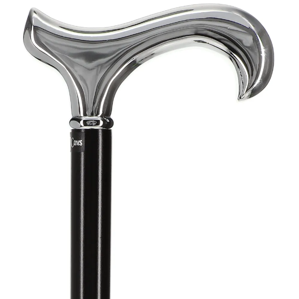 Scratch and Dent Formal Chrome Derby Cane, Black Beechwood & Silver Collar V3390