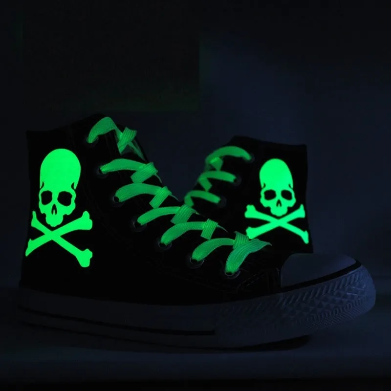 Skull Luminous Canvas Shoes High Top Sneaker Sport Shoes Christmas Gifts