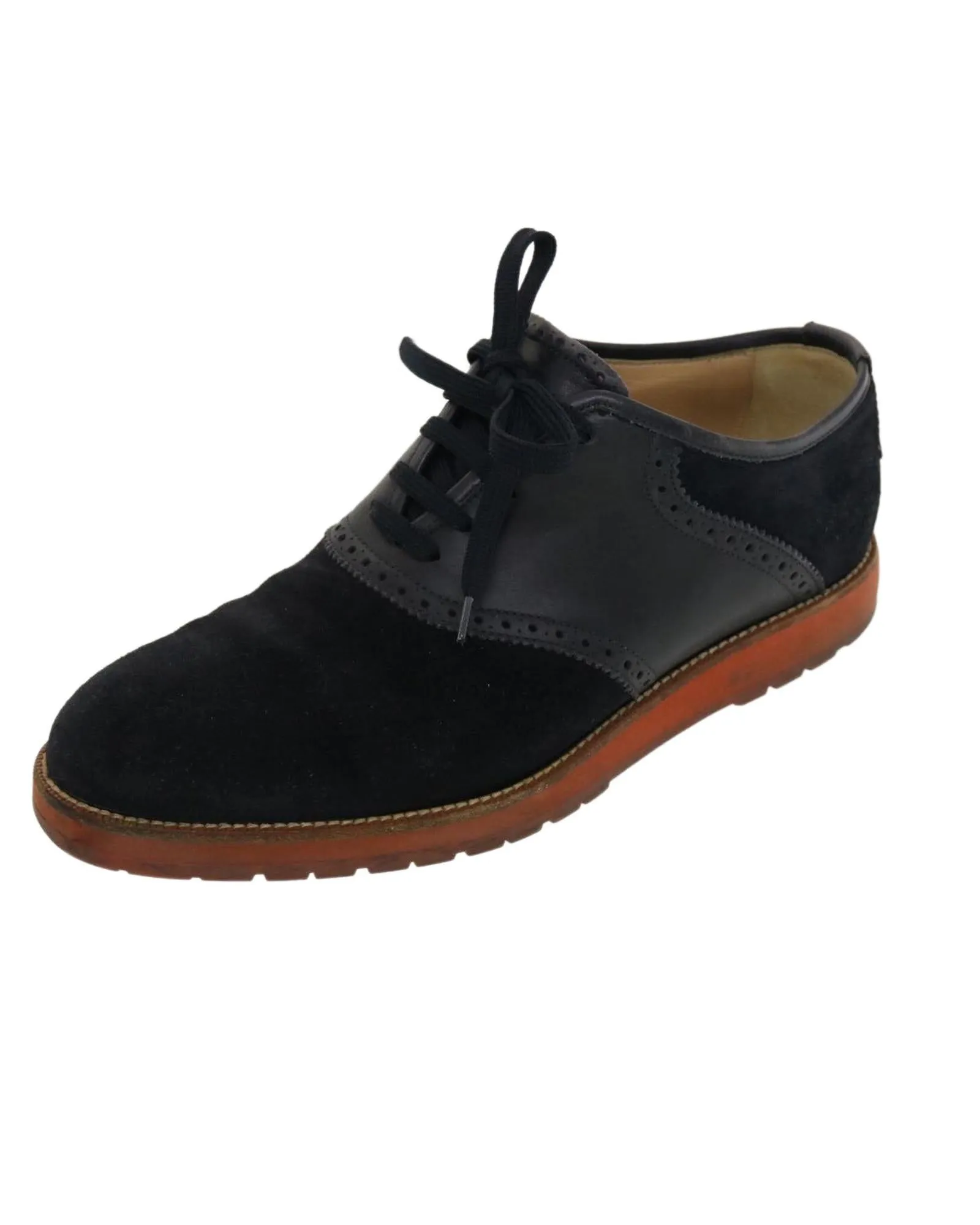 Suede Leather Black LV Auth Shoes