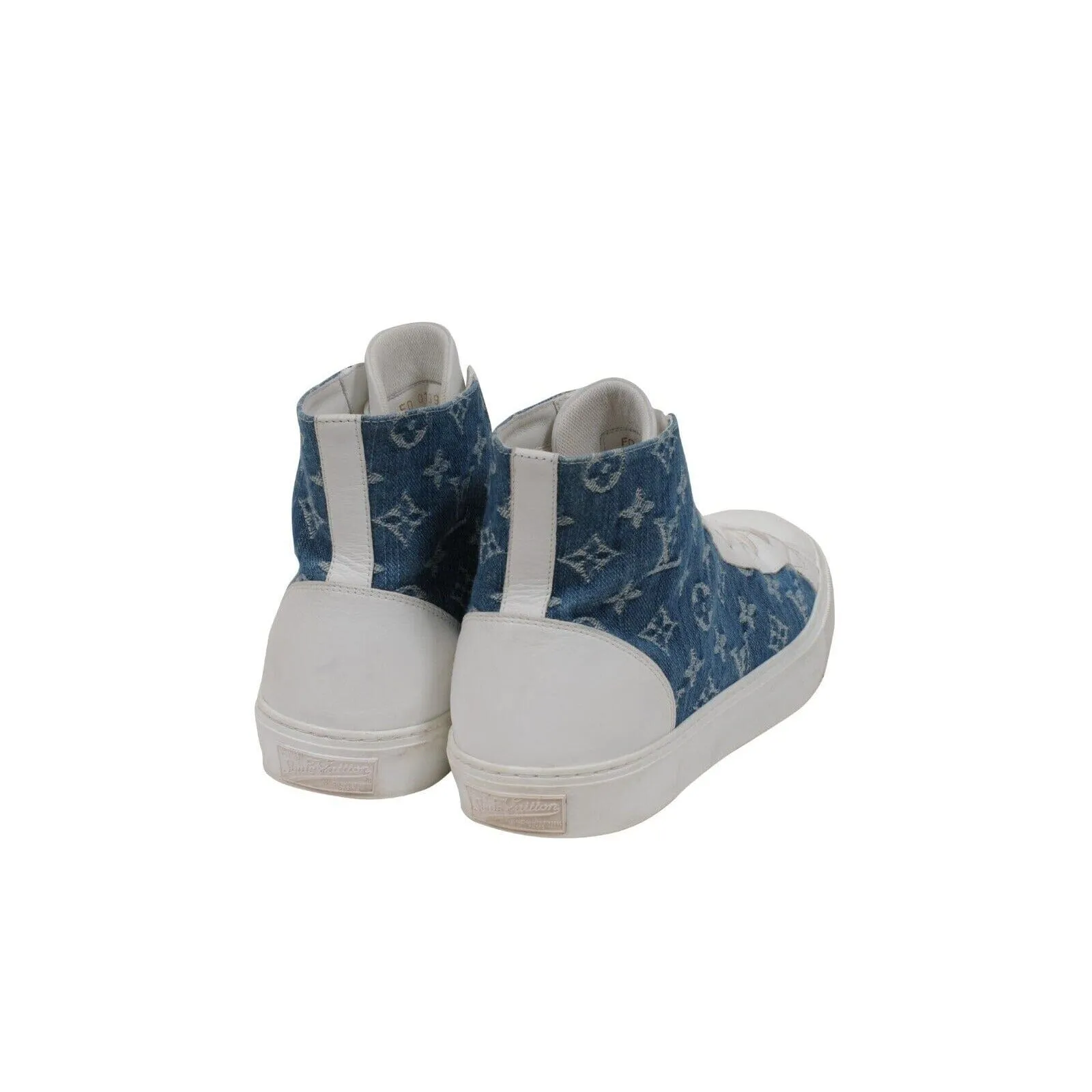 Tattoo Sneaker White Blue Denim LV Logo Monogram High Top