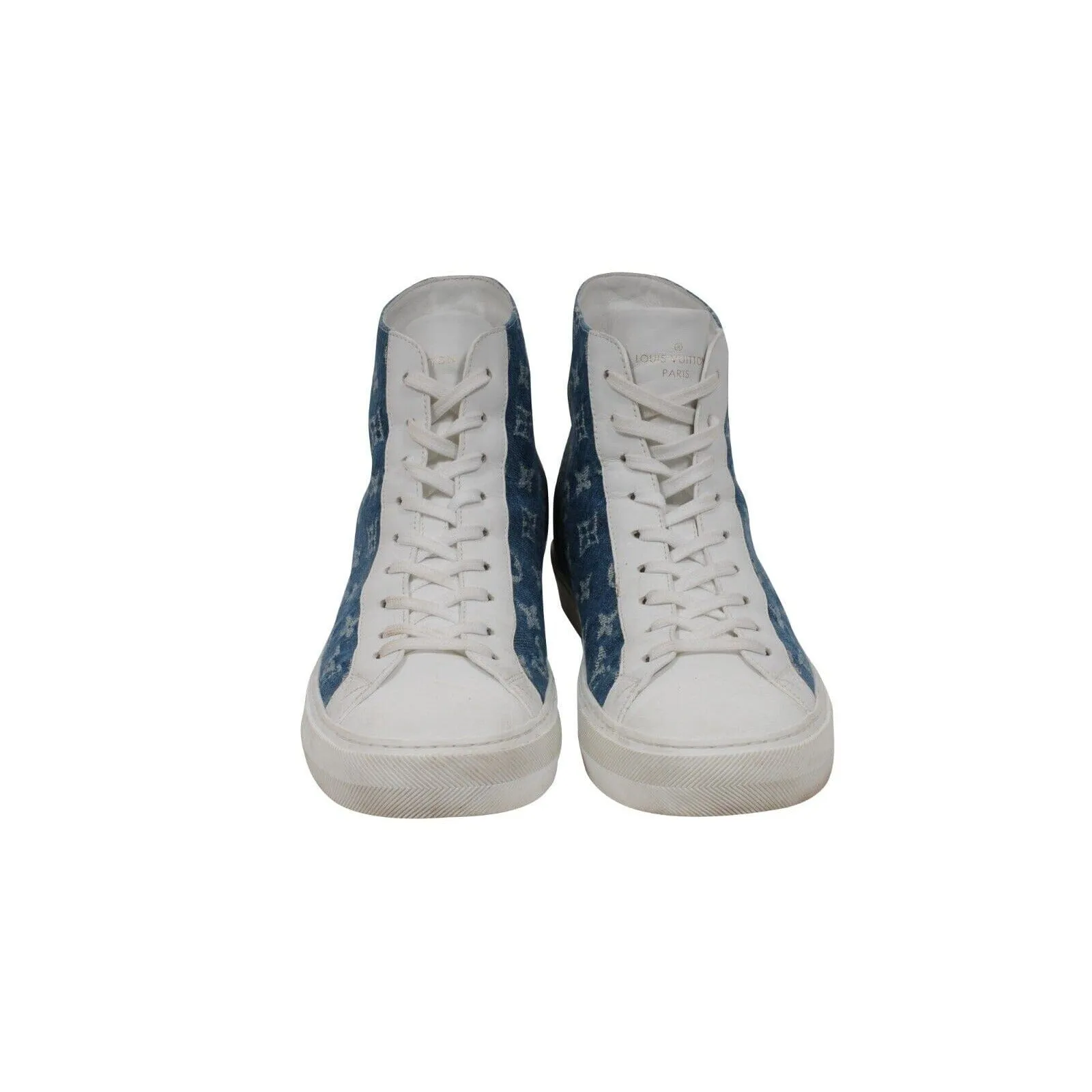 Tattoo Sneaker White Blue Denim LV Logo Monogram High Top