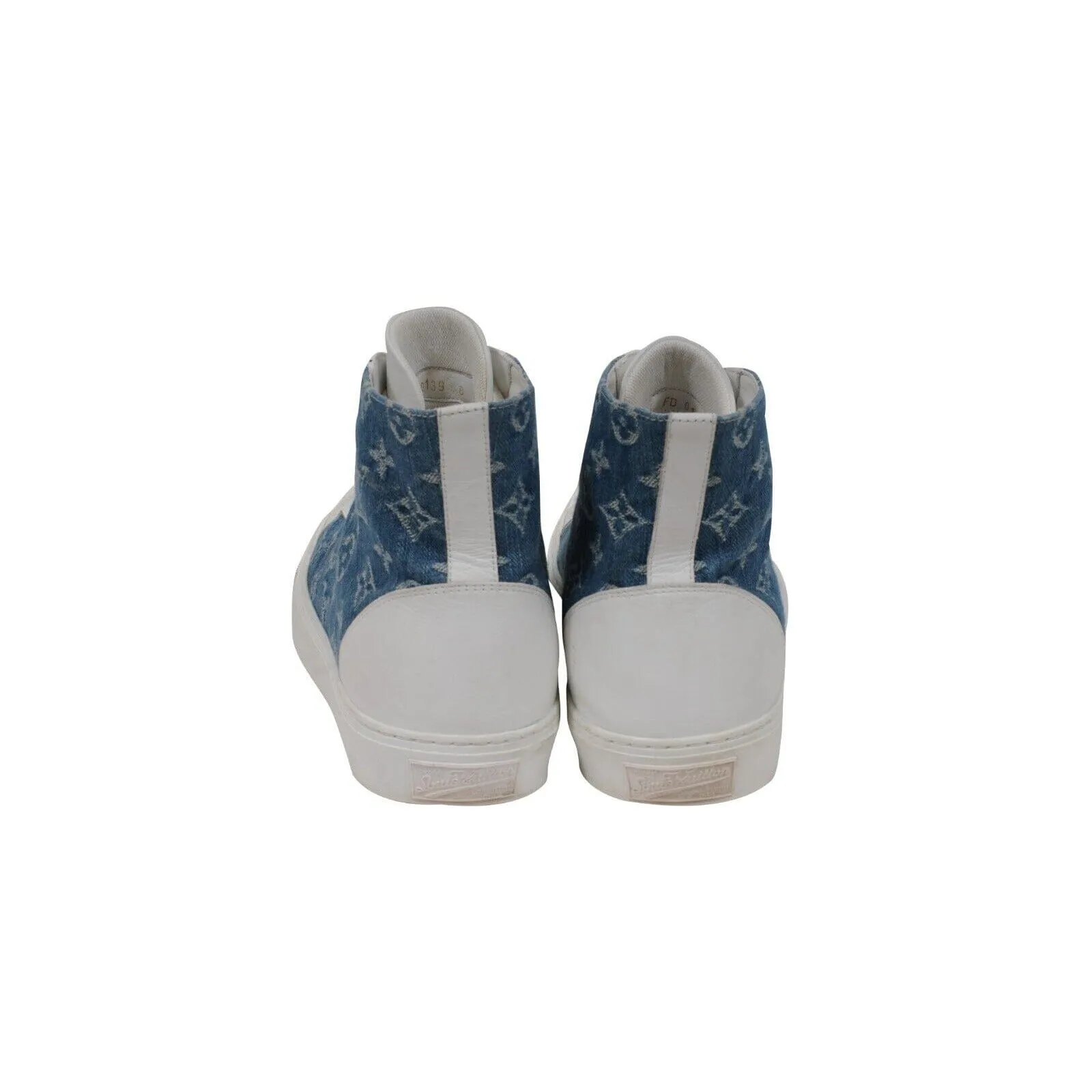 Tattoo Sneaker White Blue Denim LV Logo Monogram High Top