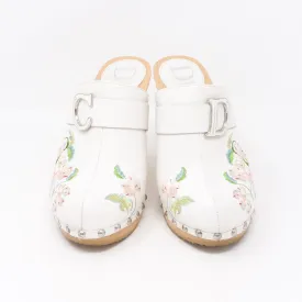 White Embroidery High Heels