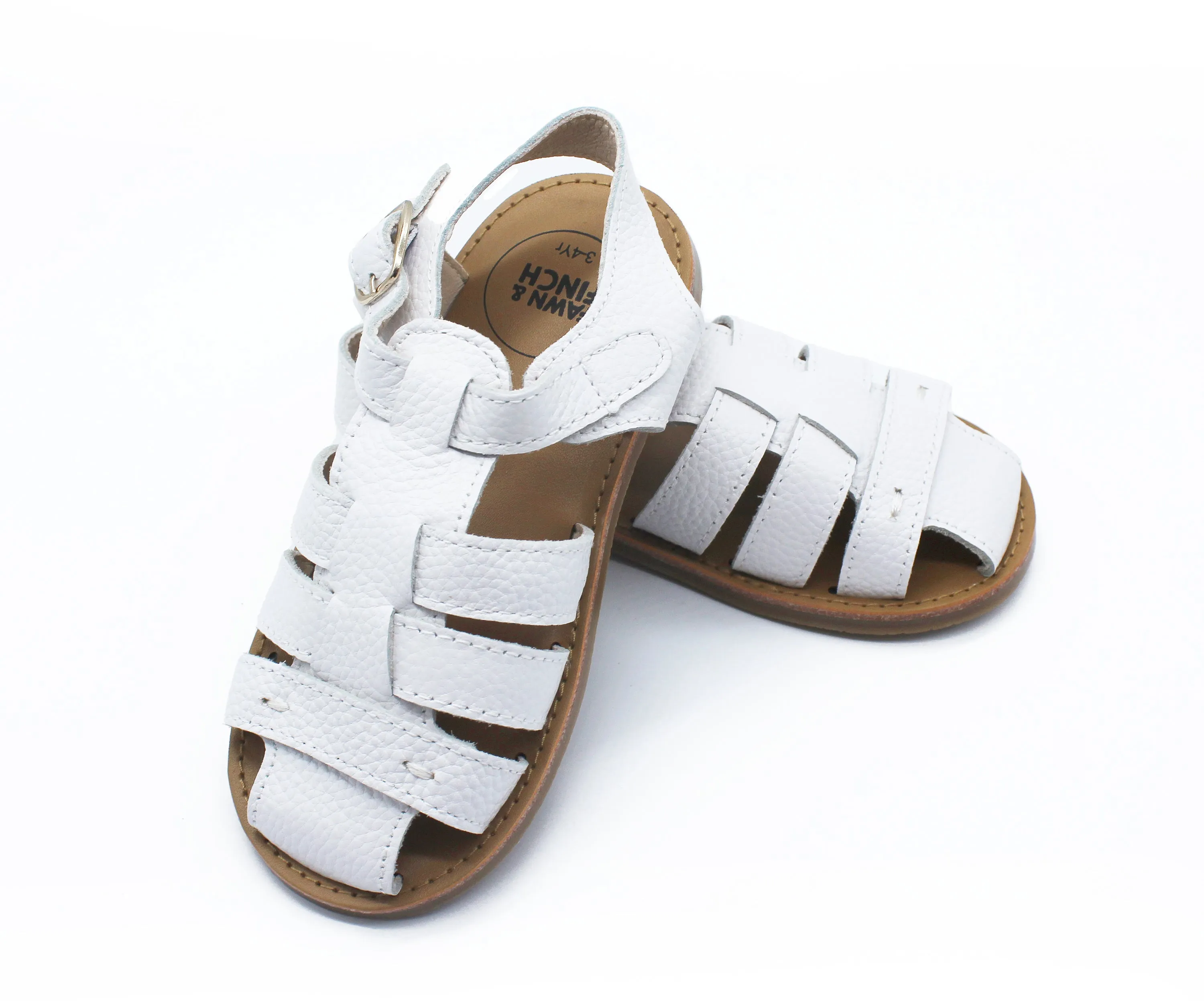 White Leather Penny Sandals