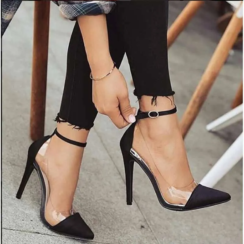 Women's Clear Heels Ankle Strap Stiletto Heel Dress Sandals