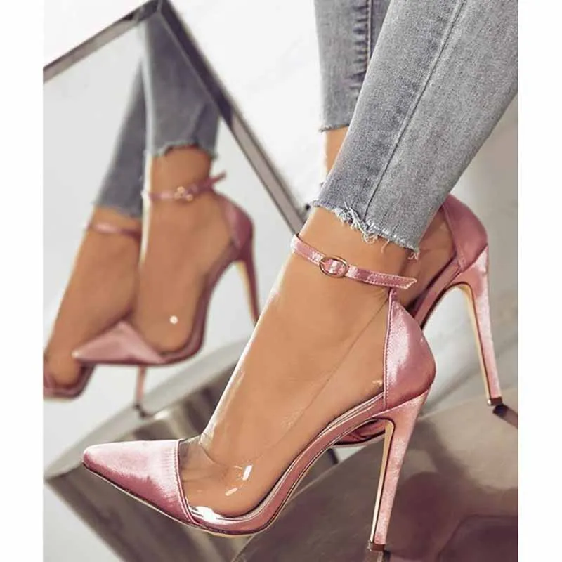 Women's Clear Heels Ankle Strap Stiletto Heel Dress Sandals