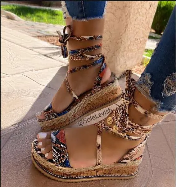 Women’s Printed Wrap Roman Sandals in 6 Colors