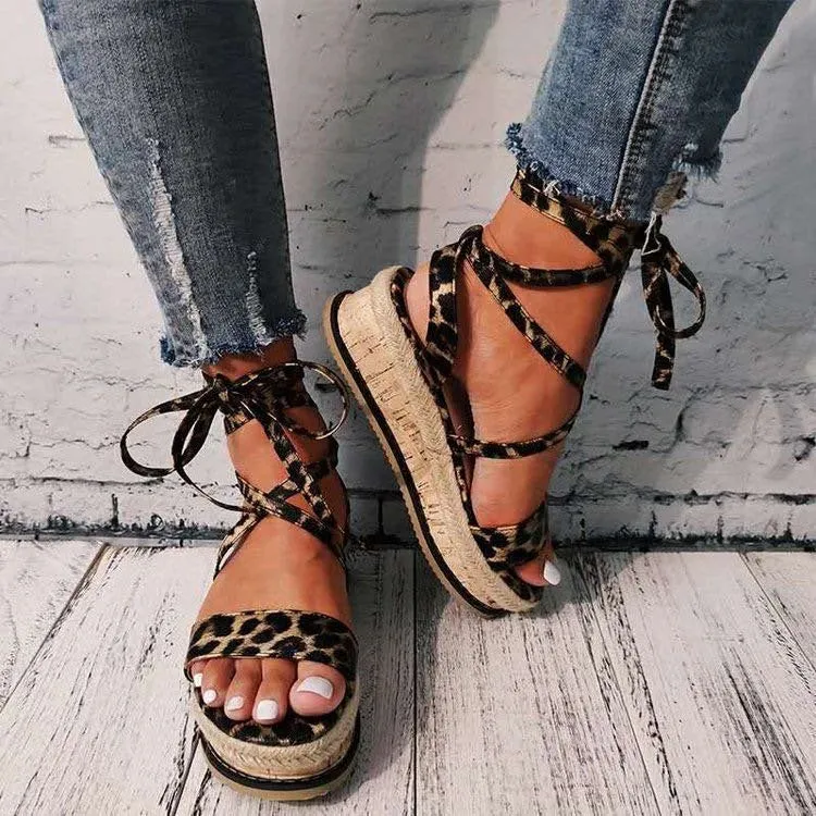 Women’s Printed Wrap Roman Sandals in 6 Colors