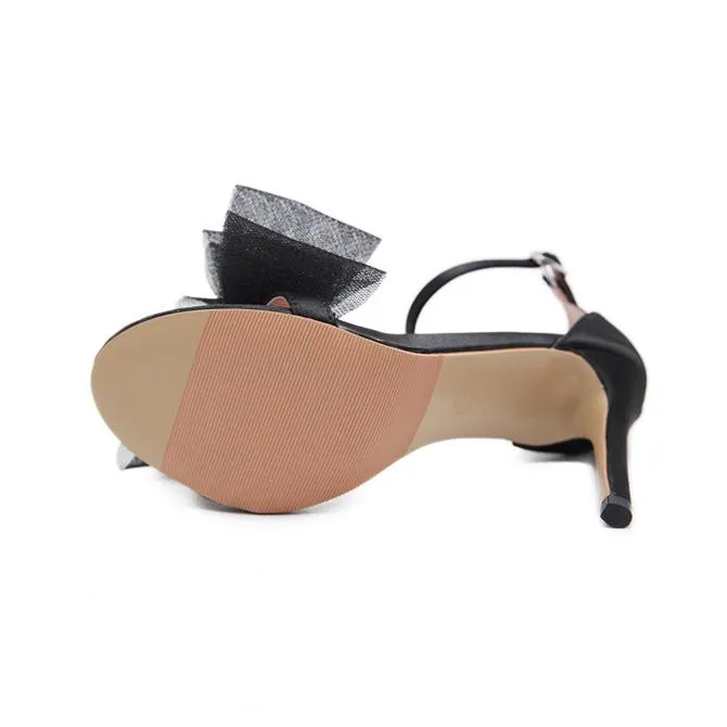 Women's sexy silk lace bowknot high heels sandals